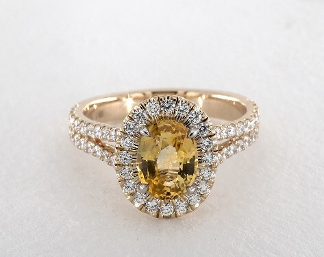 YELLOW SAPPHIRE OVAL CUT HALO ENGAGEMENT RING